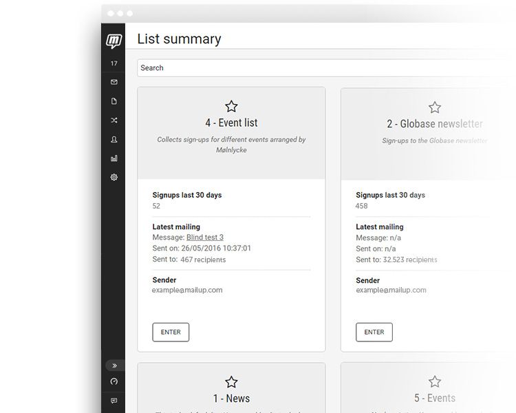 multilist dashboard mailup 9