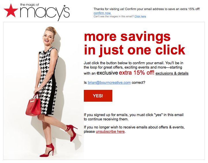 transactional email example_double opt in_macys transactional email example_double opt in_macys