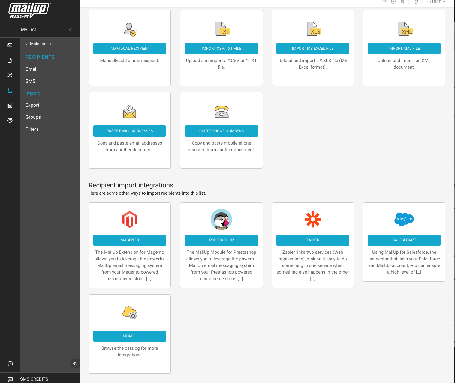 import integrations mailup import integrations mailup