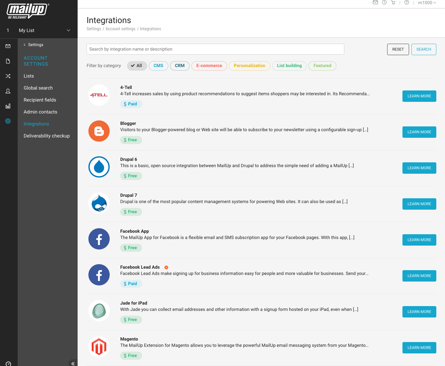 integrations catalog mailup integrations catalog mailup